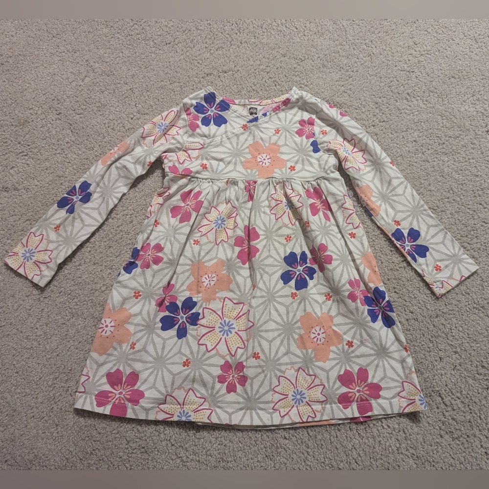 Tea Collection Long Sleeve Wrap Neck Dress Size 4